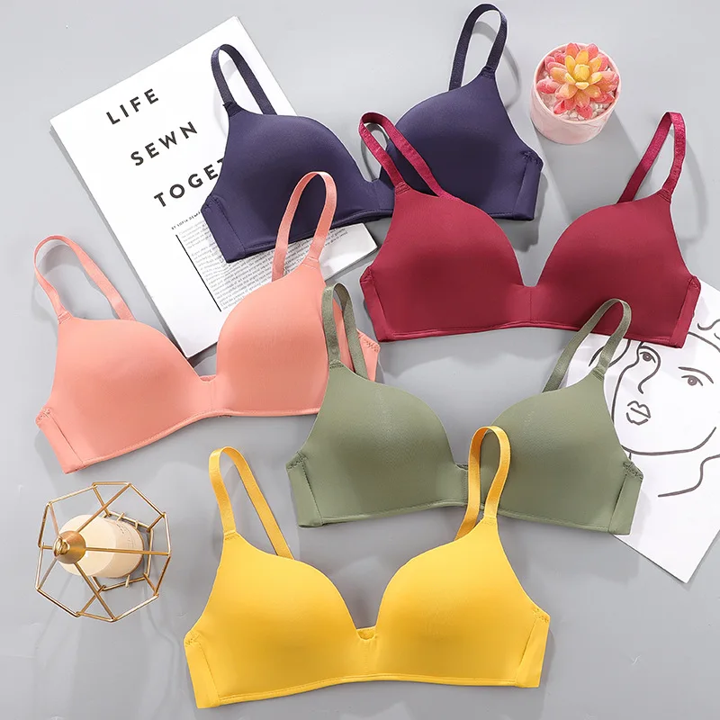 Women Seamless Bra Sexy No Wire Push Up Underwear Girls Students Breathable Thin 10 Colors Bras Female's Bra Breathable Gathered - Image 4