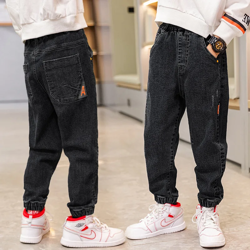Fashion Boys Letter Jeans Pants Spring Autumn Kids Denim Trousers Casual Clothes For Teenager Boy Loose Sport Pants for 5-12Year - Image 4