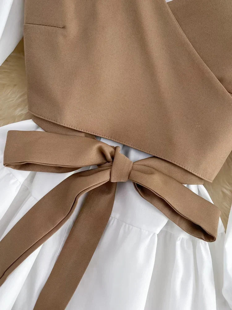 Spring Autumn New Fashion Casual Suit Female Korean Loose White Shirt Dress Slim Vest Dress Two-piece Set GD786 - Image 3