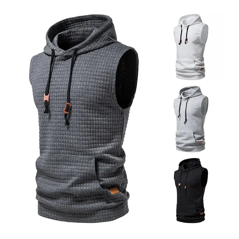 2023 New Fashion Zipper Cardigan Sweater Mens Sleeveless Hooded Vest Jacket Plus Size S-4XL Streetwear Vest Hoodies - Image 3
