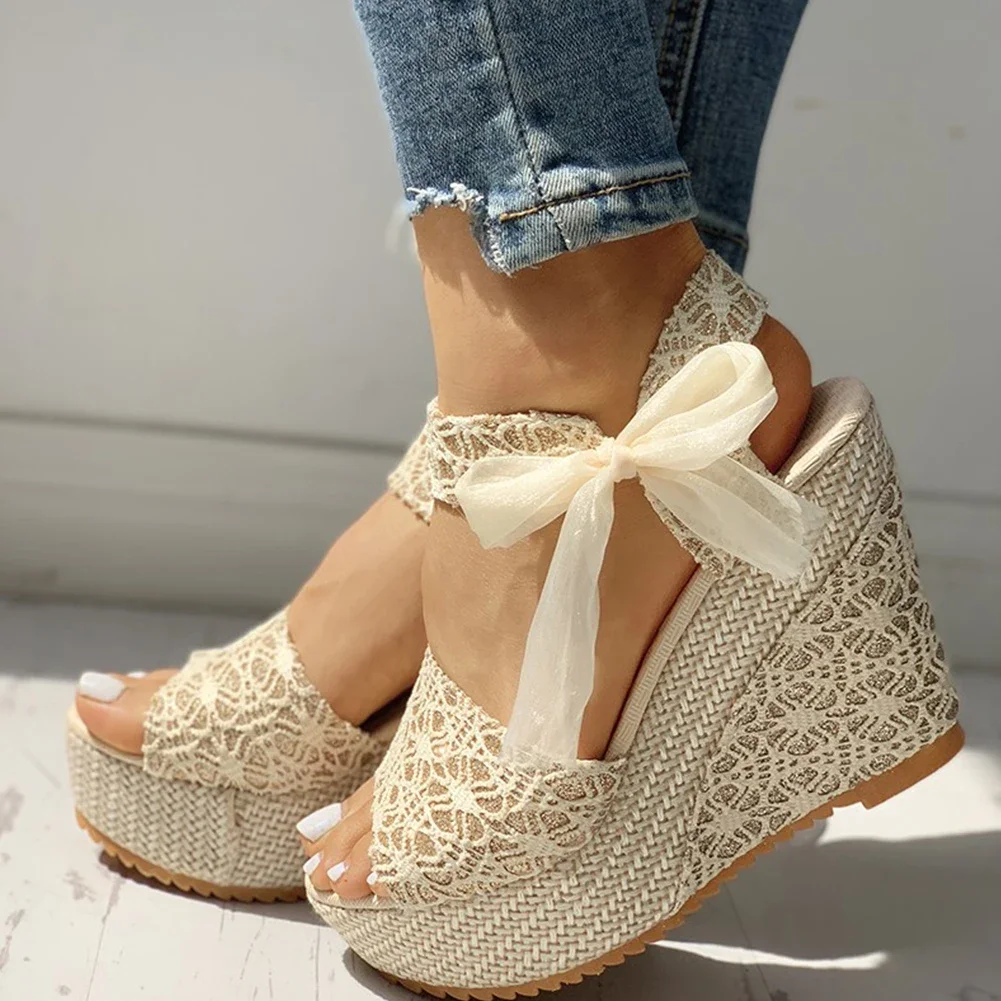 Lace Leisure Women Wedges Heeled Women Shoes 2022 Summer Sandals Party Platform High Heels Shoes Woman - Image 5