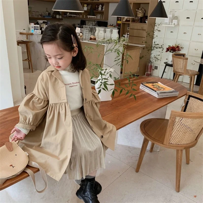 Fashion Children Windbreaker 2023 Spring Autumn Korean Trench Kids Girls Khaki Trench Coat Outerwear Princess Outer Clothing - Image 3