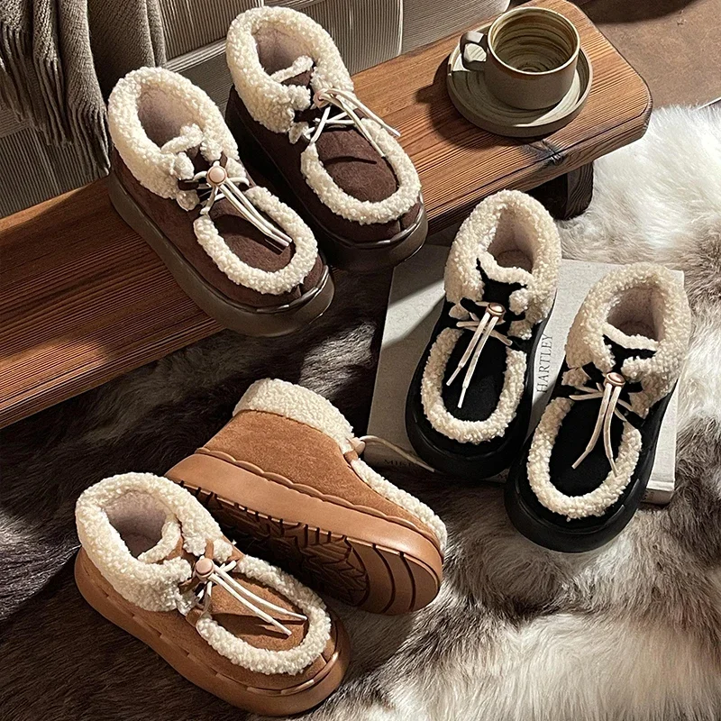 Women Thick Sole Winter Cotton Shoes Ladies Casual Warm Anti-slip Snow Boots Female Outdoor Fashion Flat Footwear - Image 3