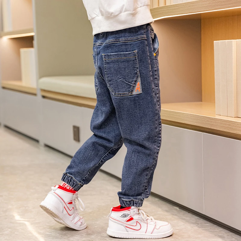 Fashion Boys Letter Jeans Pants Spring Autumn Kids Denim Trousers Casual Clothes For Teenager Boy Loose Sport Pants for 5-12Year - Image 3
