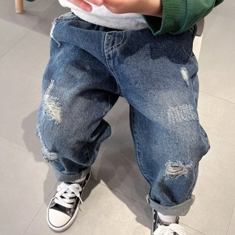 Boys Jean Pants Long Trousers Cotton 2024 Loose Spring Autumn Baby's Kids Pants Teenagers Outwear Children's Clothing - Image 3