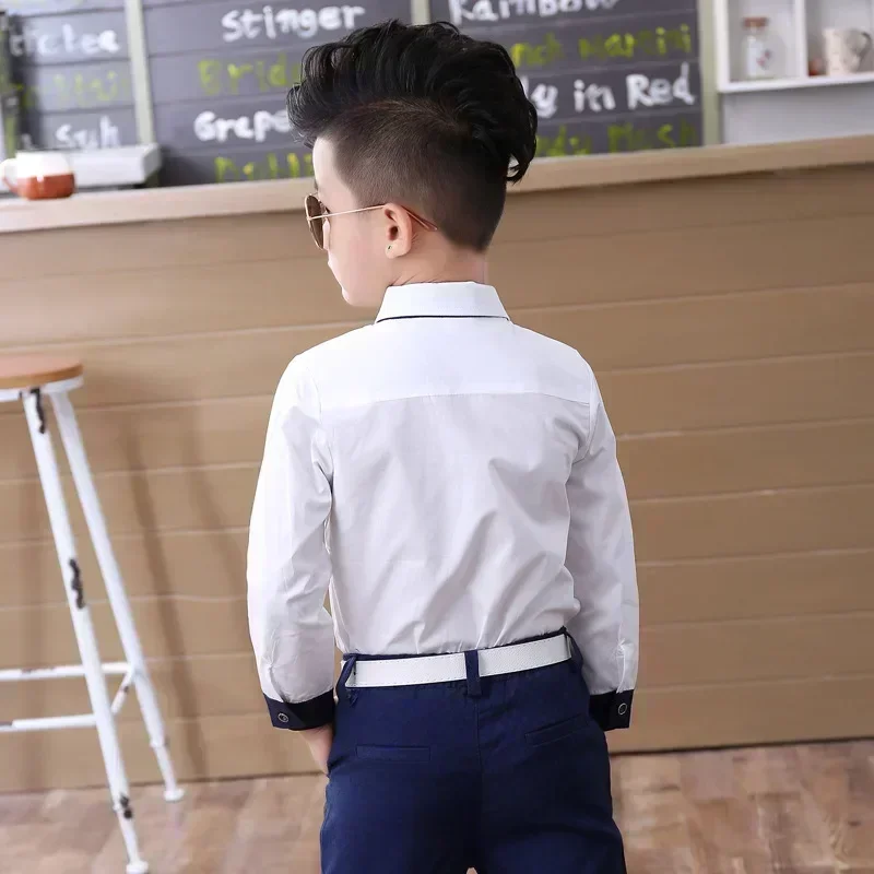 Boys Blouses Long Sleeved Shirts England Style Outerwear Kids Necktie Jacket 2024 Spring Autumn 2 To 10Yrs Children's Clothing - Image 5