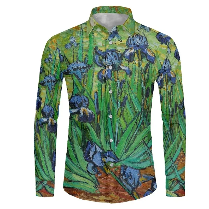 New 2024 Men's Long Sleeve Button-Down Shirt 3D Printed Floral Mushroom Cool Pattern Athleisure Fashion Comfortable Top Mens - Image 2