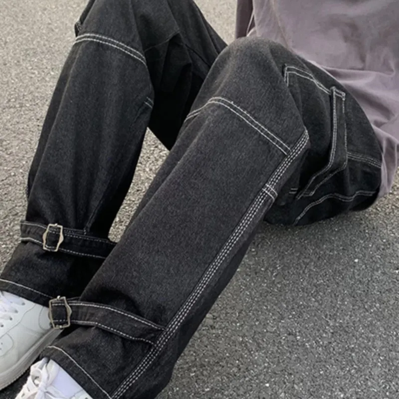 Cargo jeans Men Wide Leg Jeans Hip Hop Casual Men's Straight Baggy Denim Pants Streetwear Skateboard Pant Neutral Trousers - Image 3
