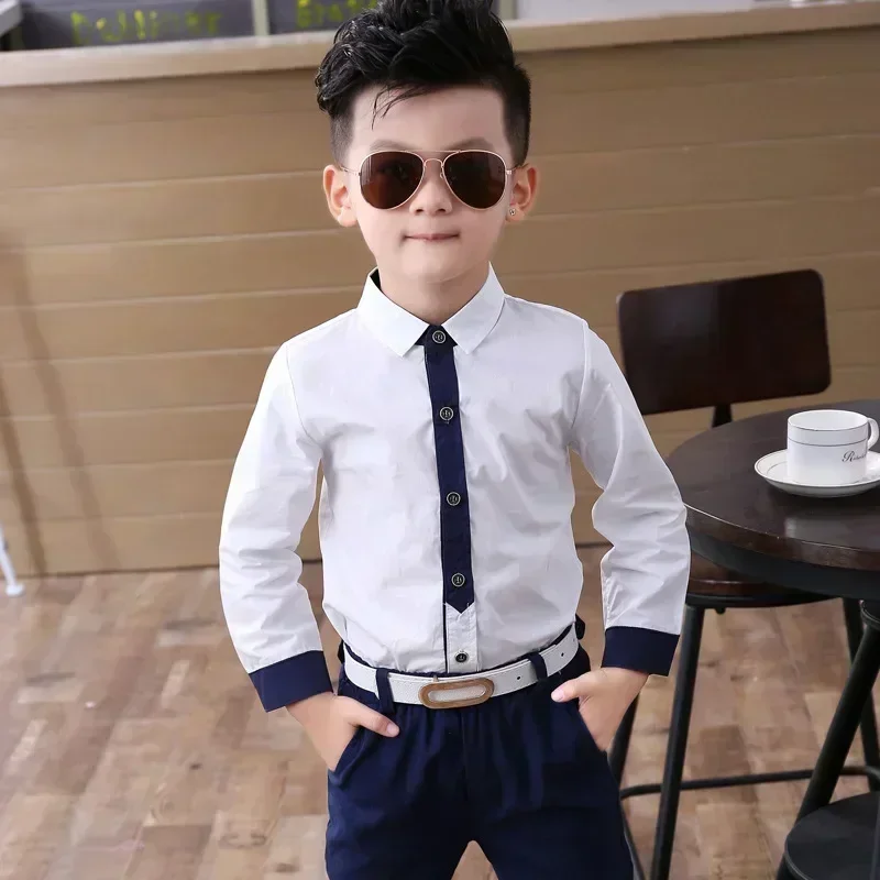 Boys Blouses Long Sleeved Shirts England Style Outerwear Kids Necktie Jacket 2024 Spring Autumn 2 To 10Yrs Children's Clothing - Image 3