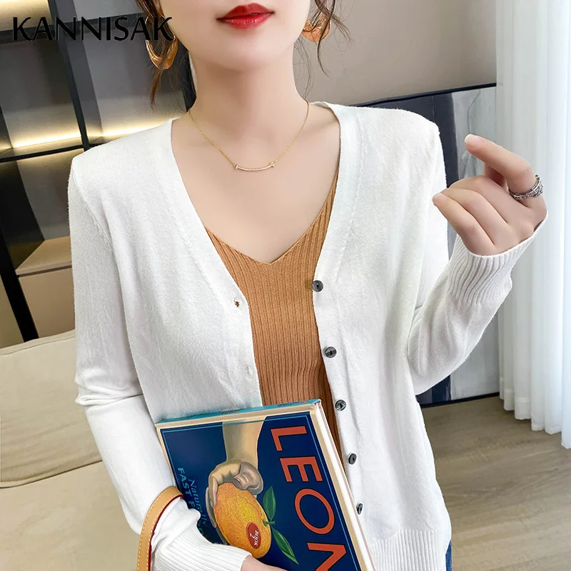Spring Autumn Women Cardigans Loose Solid Single Breasted V-neck Pink Red Sweaters Fashion Korean Cardigan Jumpers Knitwear 2024 - Image 6
