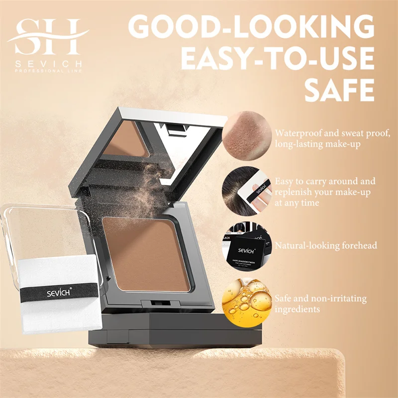 Sevich 5 Colors 12g Hair Shadow Powder Waterproof Hairline Edge Control Powder Root Cover Up Dark Brown Hair Concealer With Puff - Image 4