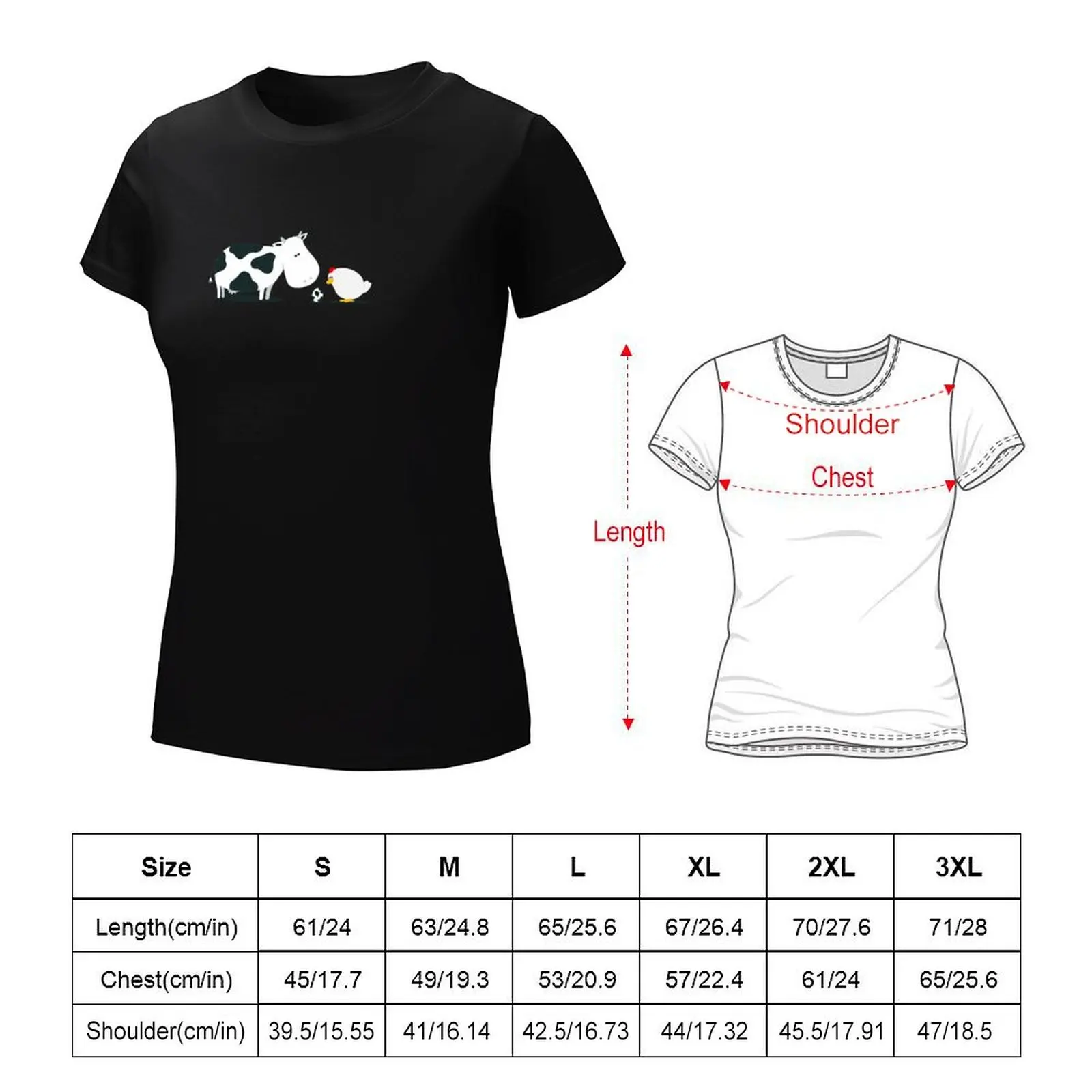 Cow Chicken Egg T-shirt kawaii clothes funny workout shirts for Women - Image 2