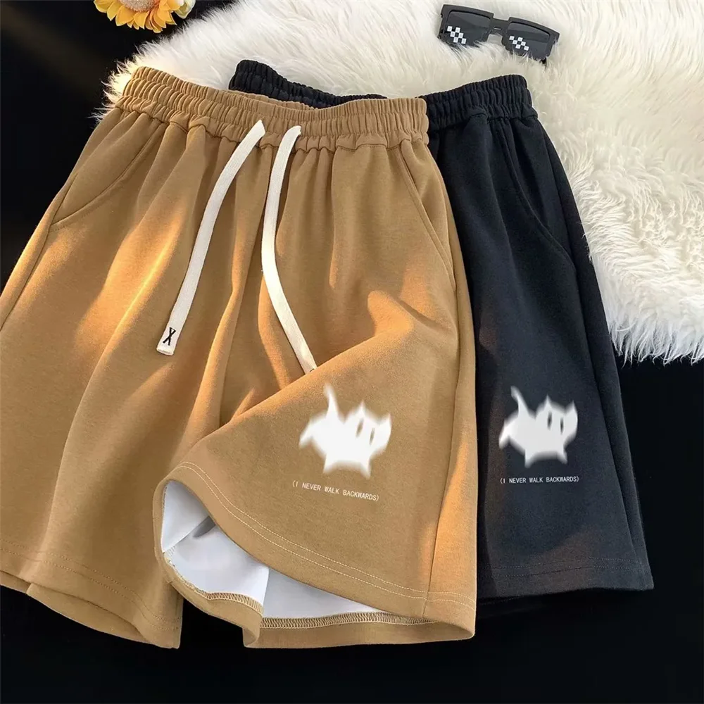 Oversized Shorts Women Gaussian Blur Scares Kittens Print Short Y2k Street Couple Five-point Elastic High Waist Basketball Short - Image 2