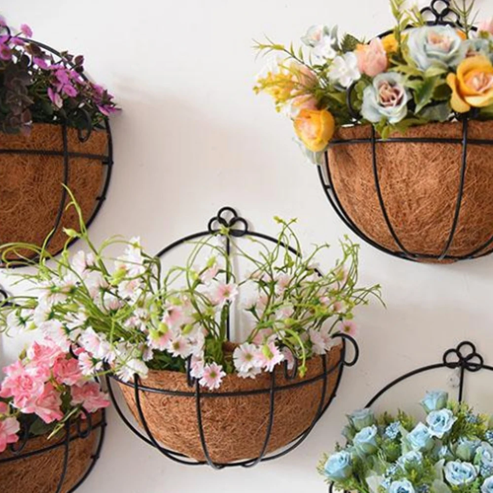 10/12/14 Inch Half Round Wire Plant Holder Metal Hanging Basket Coconut Liner Planter Flower Garden Pot for Home Balcony Decor L - Image 2