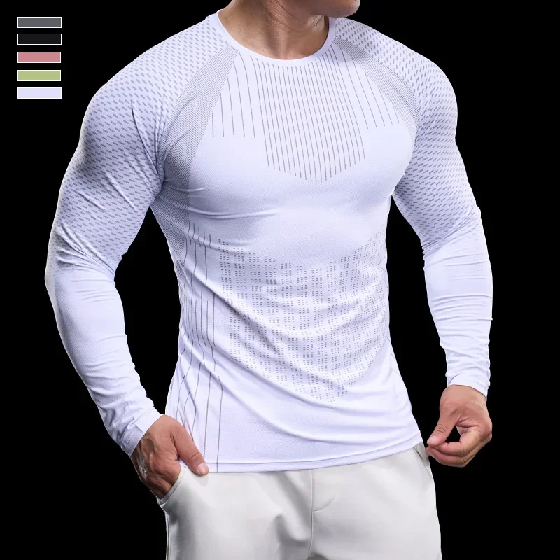 Men Athletic Running Shirt Elastic Training T-shirt Gym Fitness Workout Tight Outdoor Jogging Sweatshirt - Image 6