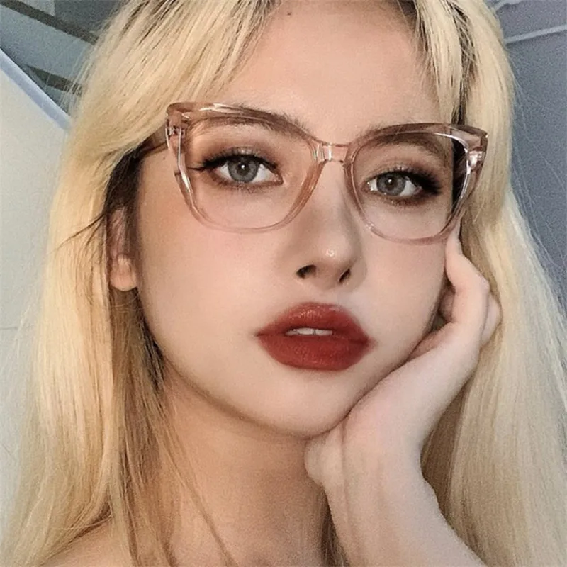 Square Cat Eye Prescription Reading Glasses Women Fashion Anti Blue Light Big Frame Clear Lens Farsightedness Eyewear 0 to +6.0 - Image 2