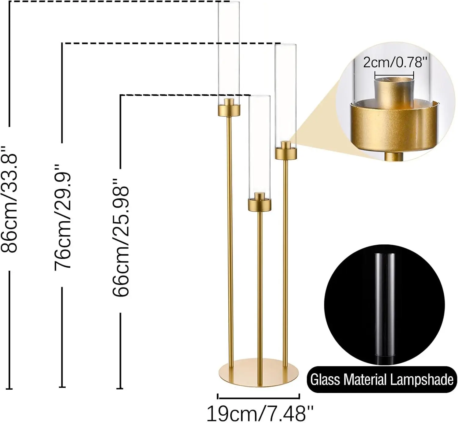 4pcs Gold Candelabra 3 Arm Hurricane Candle Holders Centerpiece for Table Centerpiece Party Decorative Candlestick Holder - Image 2