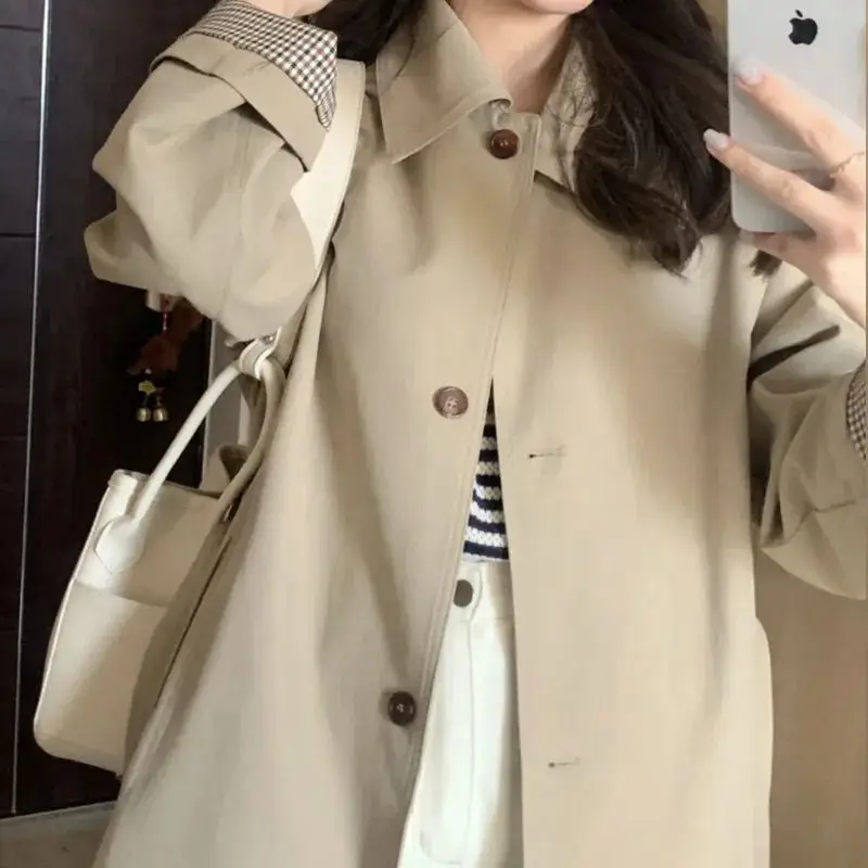 Turn-down Collar Trench Women New Korean Style Autumn Students Coats All-match Long Single Breasted Comfortable Chic Fashion - Image 6