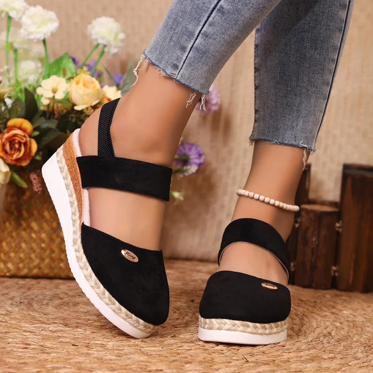 Women Closed Toe Wedge Sandals Women Summer Buckle Strap Gladiator Shoes Woman Fashion Espadrilles Platform Sandalias Mujer - Image 3