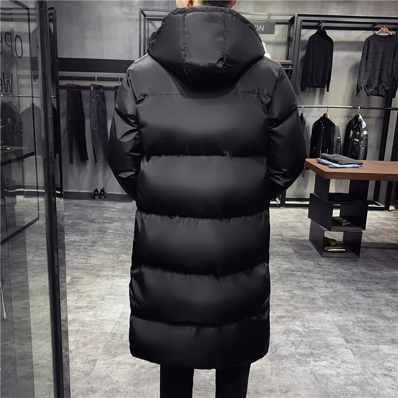 Men's Winter Large 5XL Jacket Mid Length Down Cotton Coat 2024 Fashion Brand Clothing Hooded High Quality Windproof Casual Parka - Image 2