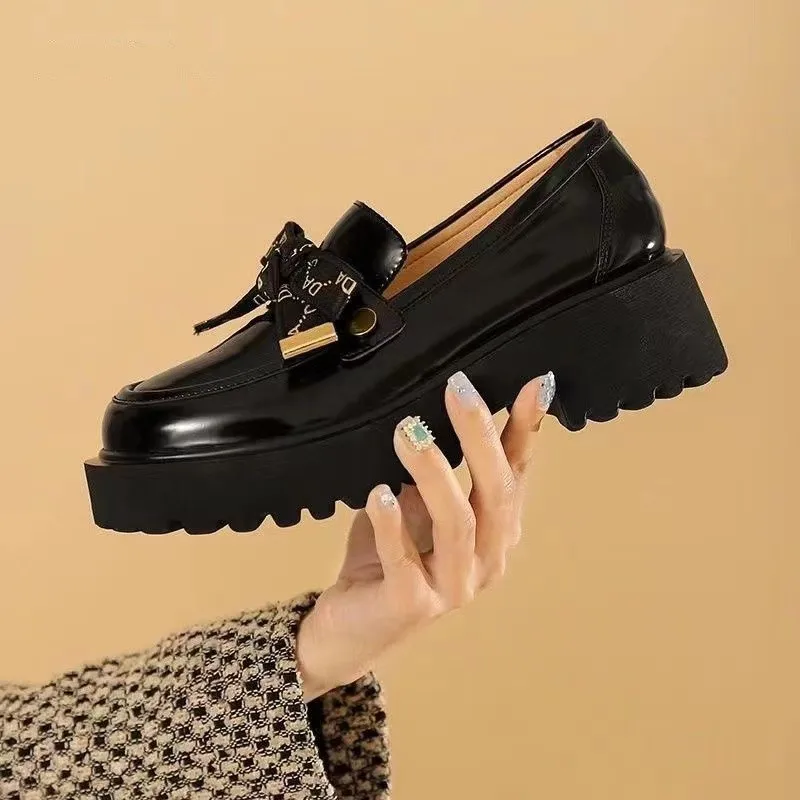 TOPHQWS British Style Women's Loafers High Quality Leather Mary Janes Shoes Retro Round Toe Lolita Platform Shoes Slip On Flats - Image 3