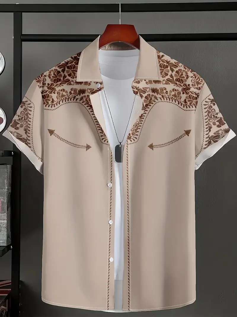 Hawaiian Shirt Summer Crisp Simple Everyday Men's And Women's Lapel Button-down Top Oversized Cool Casual Cloting - Image 5