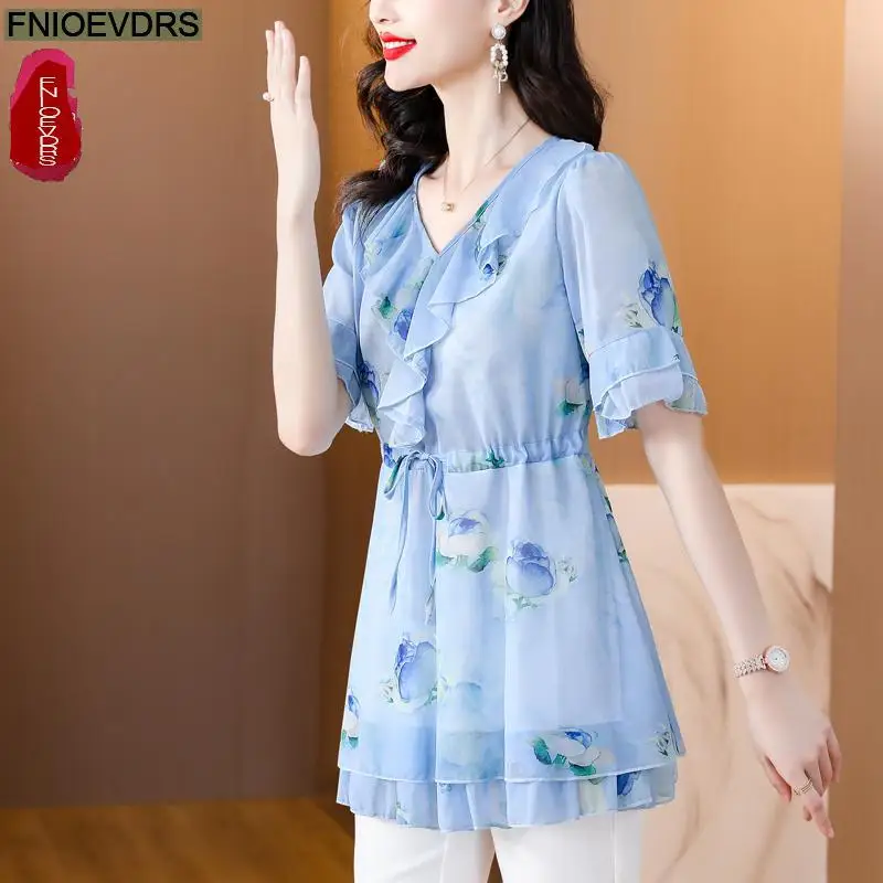 L-5XL Loose Clothes 2023 Women European Fashion Elegant Office Lady Work Ruffles Shirt Casual Tunic Peplum Tops And Blouses - Image 5