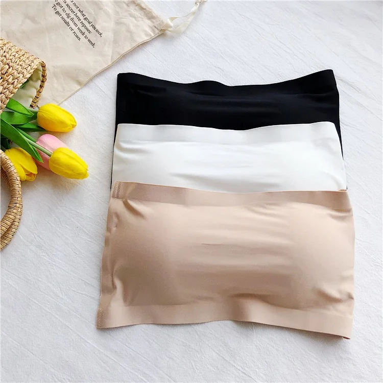 Ice Silk Strapless Bra Girls Seamless Crop Tube Top Bralette for Women Sexy Soft Bras Large Size Bustier Tops Summer Underwear - Image 4