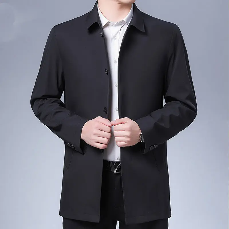Casual Business Windbreak Jackets Men Coats Brand Top Quality Spring Men's Trench Coat Solid Color Mid-length Jacket male - Image 5