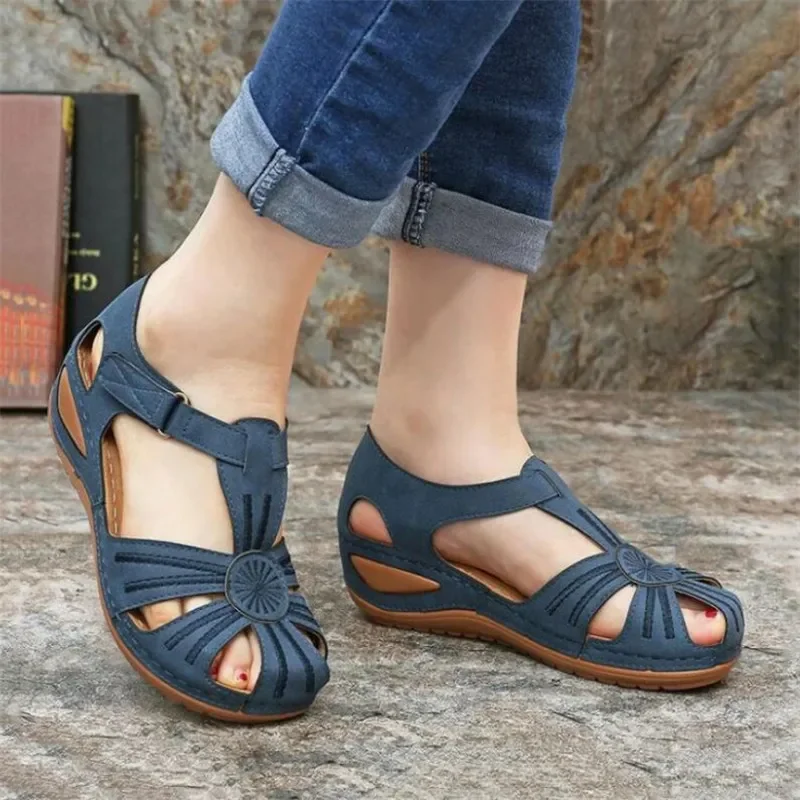 Wedges Shoes Women's Cover Heel Sandals Women Comfortable Beach Sandal Hook Loop for 2024 Summer Ladies Shoes Big Size 44 45 46 - Image 2