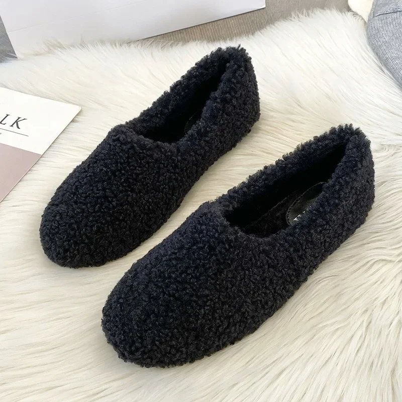 Luxury Lambwool Moccasins Femme Winter Cotton Shoe Women Warm Plush Loafers Comfy Curly Sheep Fur Flats Woman Large Size 40-43 - Image 5