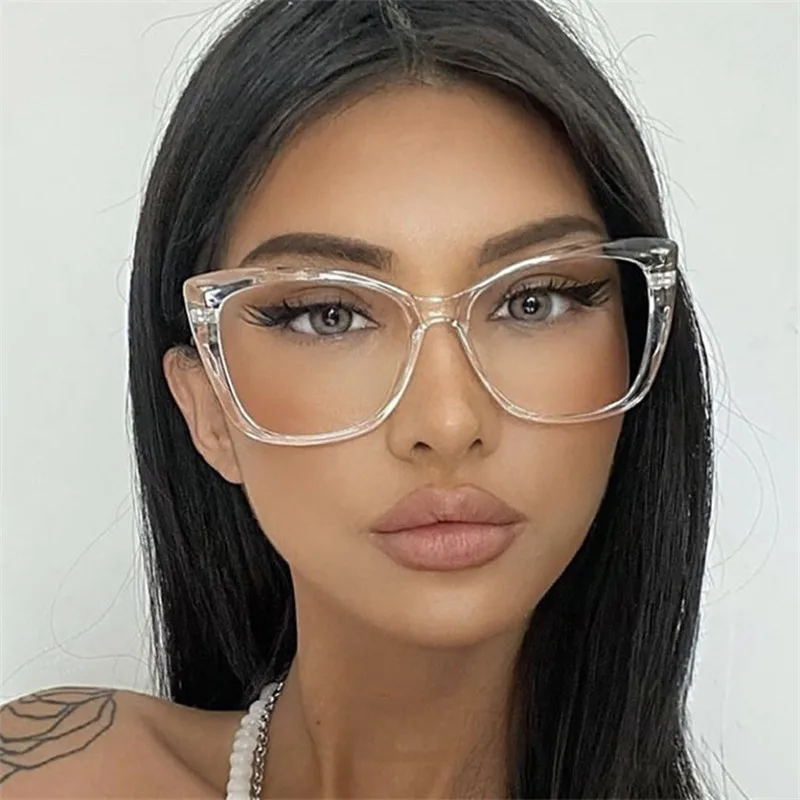 Square Cat Eye Prescription Reading Glasses Women Fashion Anti Blue Light Big Frame Clear Lens Farsightedness Eyewear 0 to +6.0 - Image 3