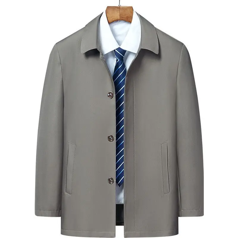 Casual Business Windbreak Jackets Men Coats Brand Top Quality Spring Men's Trench Coat Solid Color Mid-length Jacket male - Image 3