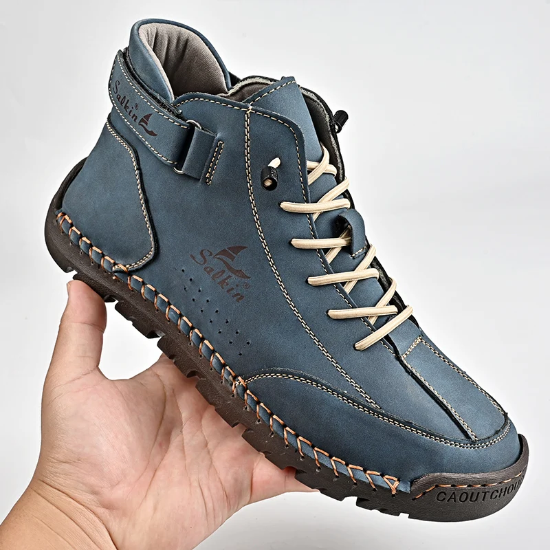 New 2024 Autumn Handmade Leather Men Boots Design Sneakers Man Breathable Casual Leather Shoes Men Ankle Boots Outdoor Boats - Image 5