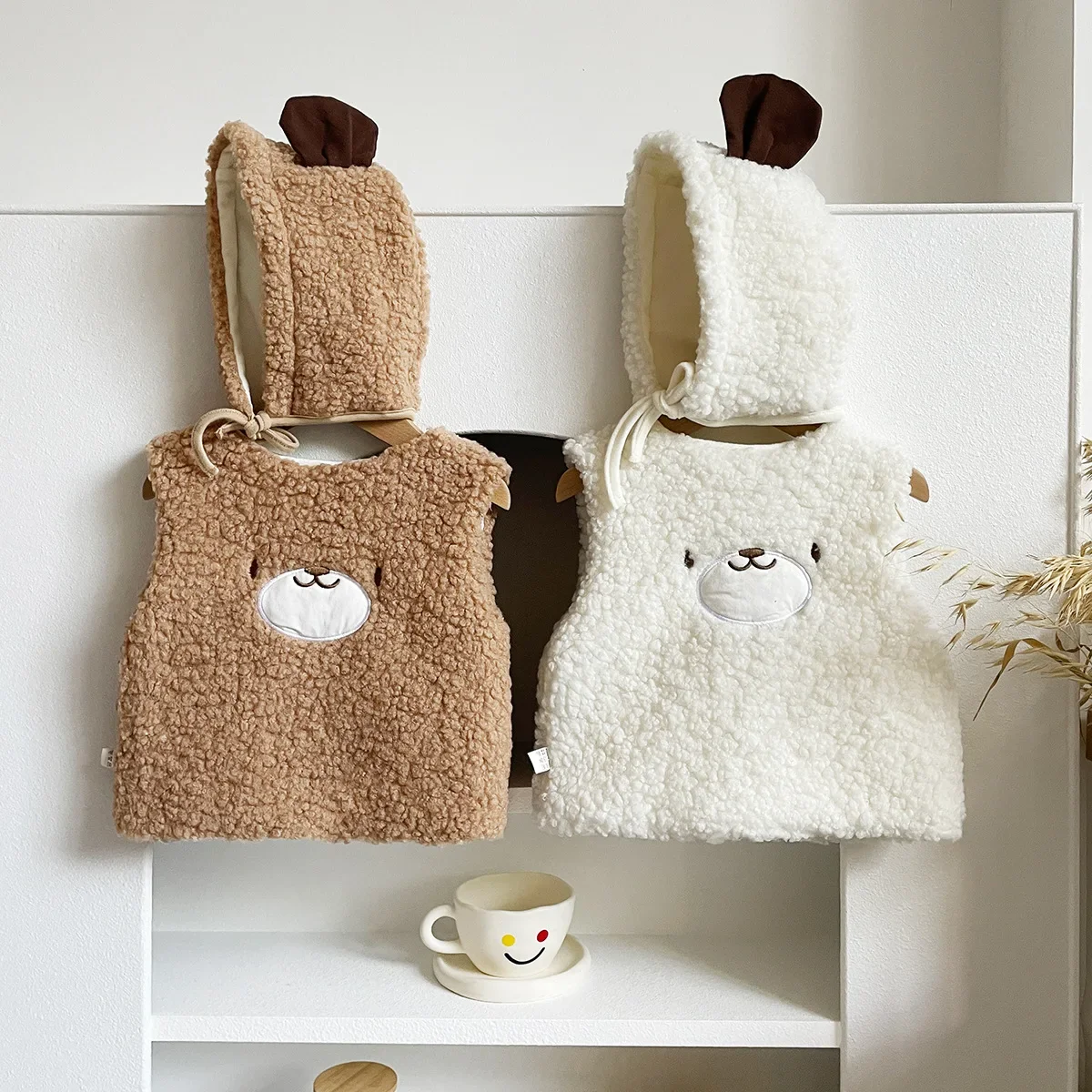 Autumn Winter Baby Lamb Wool Waistcoats For Girls Boys Single Breasted Vests+Hats 2Pcs Sets Thicken Warm Kids Sleeveless Coats - Image 6