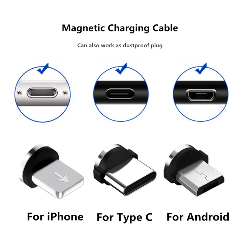 MVQF 9pcs Converter Charging Cable Adapter For Mobile Phone 360 Degree Rotation Magnetic Tips Replacement Parts Operate Durable - Image 2