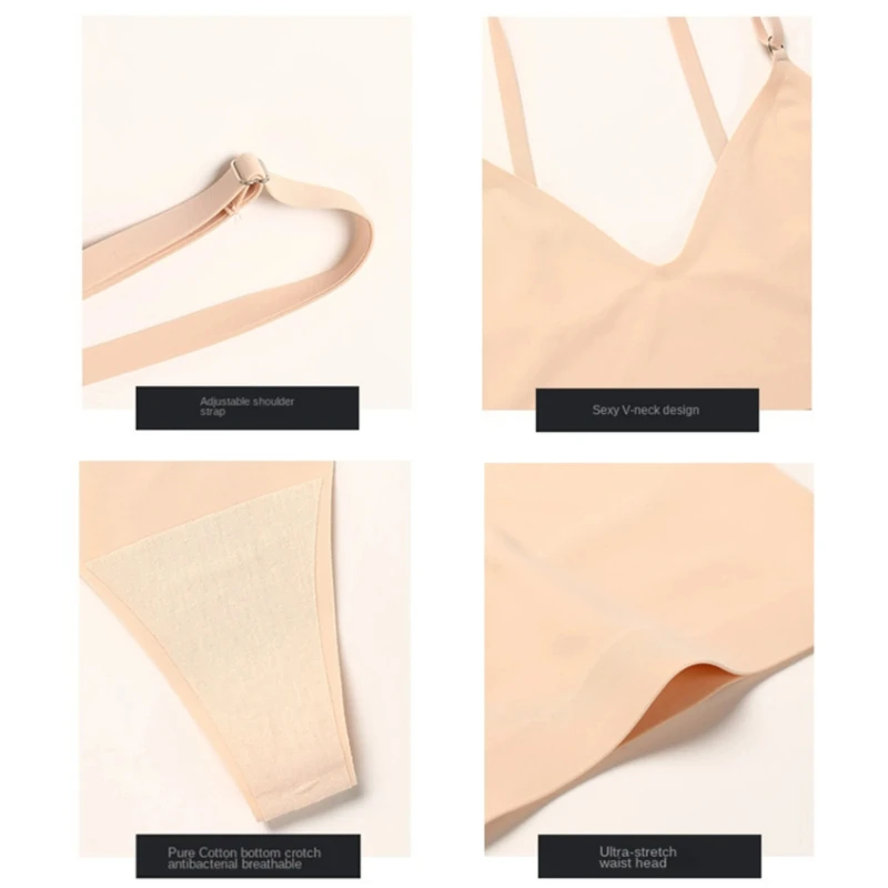 Bra Set Women's T-Back Seamless Wireless Push up Comfort Breathable Yoga Sports Underwear Suit - Image 6