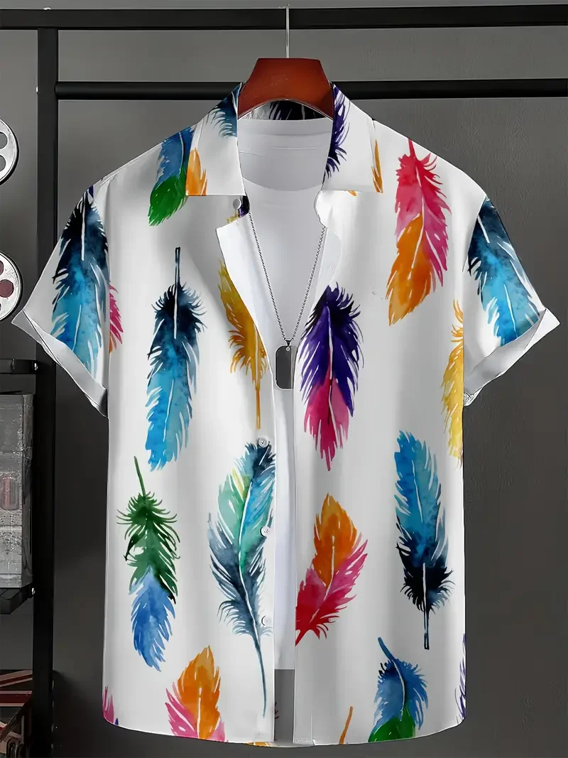 Hawaiian Shirt Summer Crisp Simple Everyday Men's And Women's Lapel Button-down Top Oversized Cool Casual Cloting - Image 3