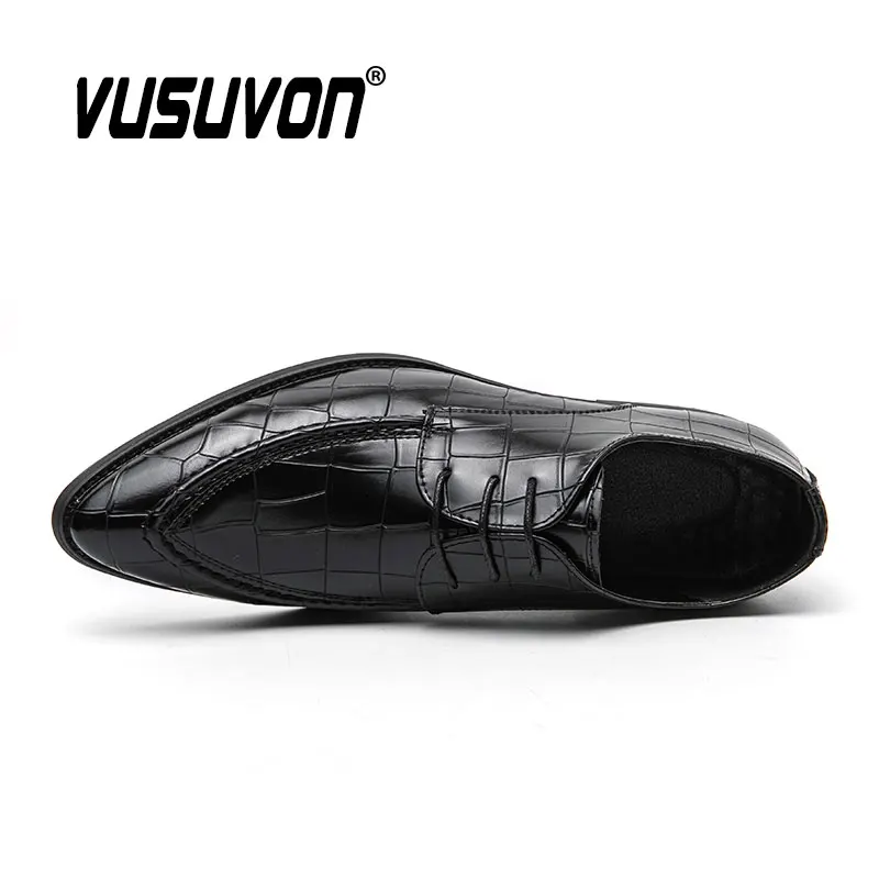 Men Derby Shoes Split Leather 38-46 Big Size Fashion Black Lace-up Oxford Flats Classic Business Formal Casual Loafers - Image 5