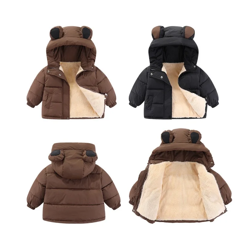1pcs Boy Girl Coat Baby Winter Thick Down Jackets Kids Warm Plush Thicken Outerwear Clothes Fur Hooded Jacket Children Snowsuit - Image 3