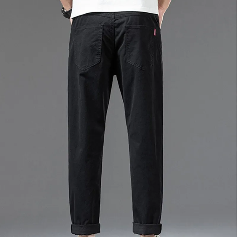 Cotton Trousers Mens Comfortable Stretched Loose Pencil Pants Plus Size 44 46 48 Male Khaki Wine Red Male Elastic Casual Outwear - Image 3