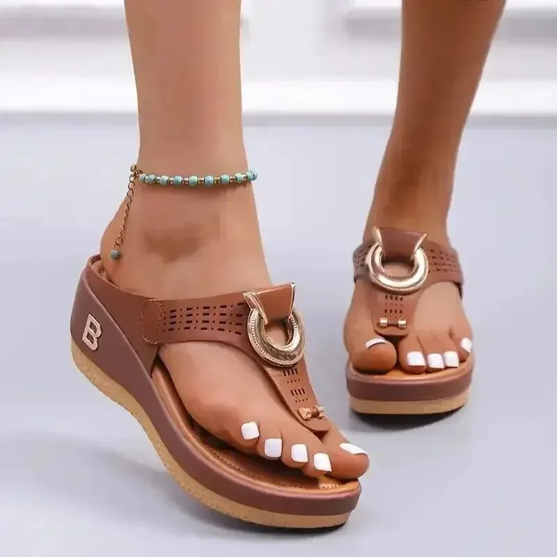 Summer Sandals Women 2024 Big Size Platform Wedges Sandals Slippers Non-Slip Open Toe Flip Flops Ladies Comfortable Beach Shoes - Image 3