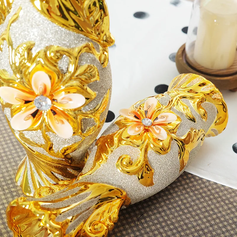 Europe Gold-Plated Ceramic Large Vase Home Decor Creative Design Porcelain Decorative Flower Vase For Wedding Decoration - Image 3