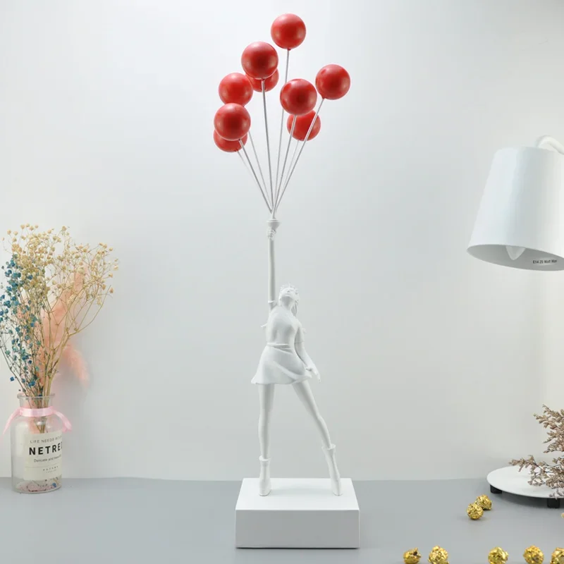 Banksy Balloon Girl Ornament Sculpture Modern Simple Ornament Resin Crafts Table Decoration - Image 6