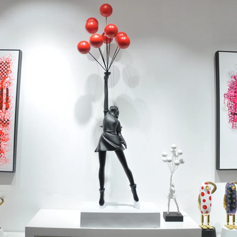 Banksy Balloon Girl Ornament Sculpture Modern Simple Ornament Resin Crafts Table Decoration - Image 2