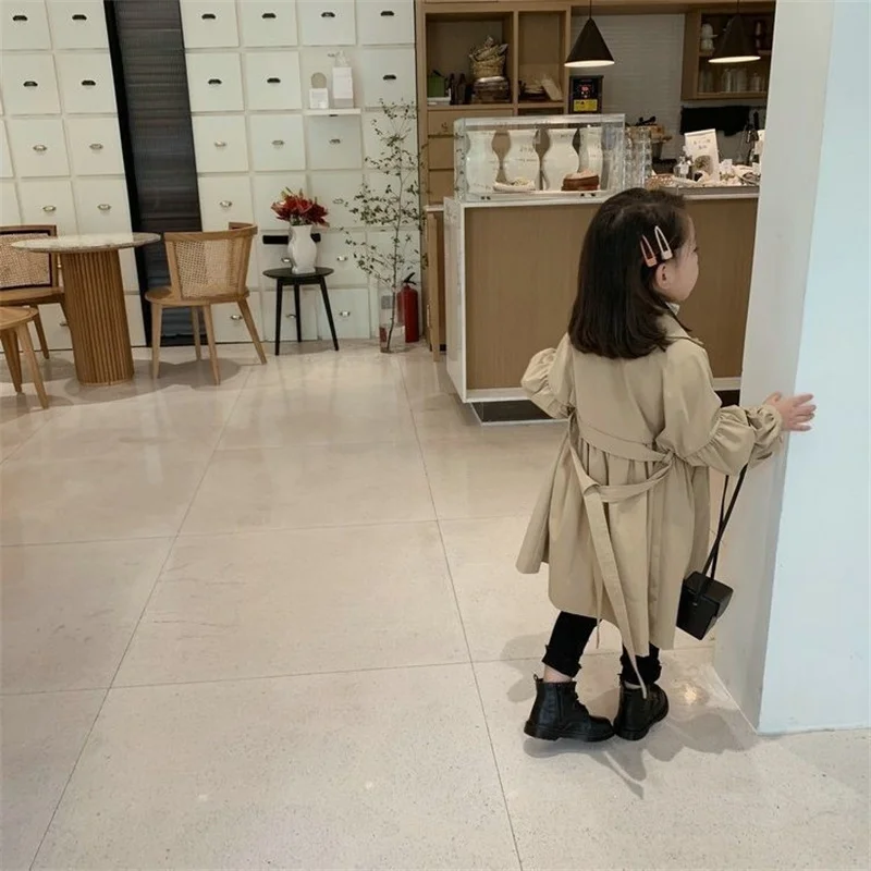 Fashion Children Windbreaker 2023 Spring Autumn Korean Trench Kids Girls Khaki Trench Coat Outerwear Princess Outer Clothing - Image 5