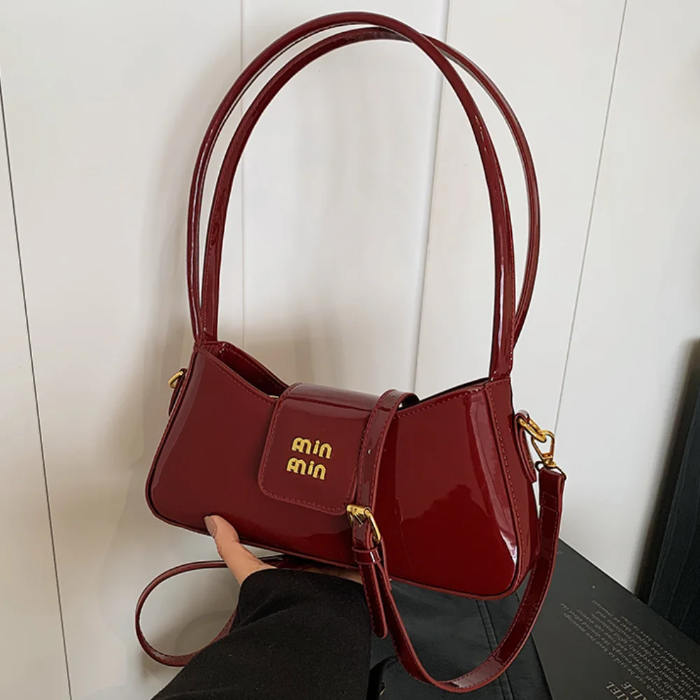 Light Luxury High-end Patent Leather Ladies Shoulder Bag 2025 New PU Leather Women Tote Bag Underarm Handbag Crossbody Purse - Image 2