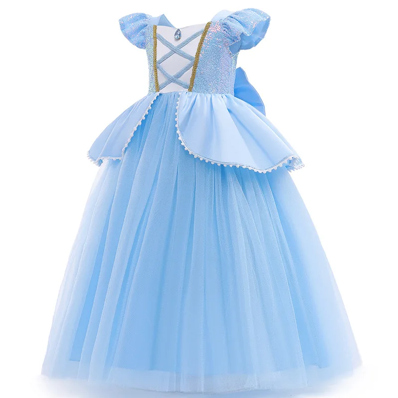 Cinderella Cosplay Costume Kids Clothes for Girls Sequins Princess Dress with Crown Gloves Birthday Party Ball Gown 3-10 Years - Image 5