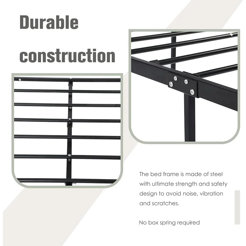 King Size Metal Platform Bed Frames With Headboard And Footboard With Storage No Box Spring Needed Easy Assembly Black - Image 5