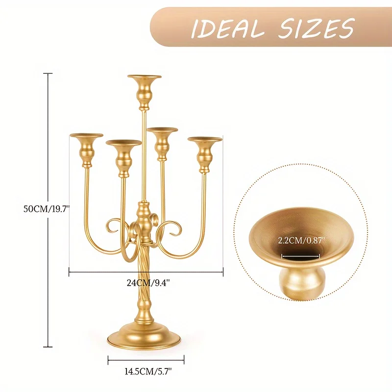 5 Candle Holders For Weddings, Banquet Events, 19.6 Inches High, Decoration For Weddings, Christmas, Halloween - Image 4